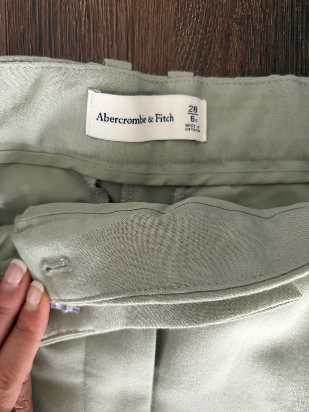 Abercrombie A&F Harper Tailored Ultra Wide Leg Pant in Slate Green | Size 28 6S - Picture 8 of 8